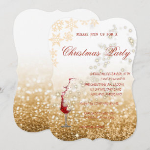 Red Glass Glittery,Corporate Christmas Party Invitation