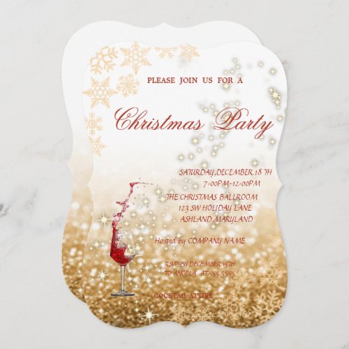 Red Glass GlitteryCorporate Christmas Party Invitation
