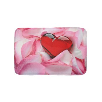 Red Glass Heart Rose Petals Bathroom Mat by SorayaShanCollection at Zazzle