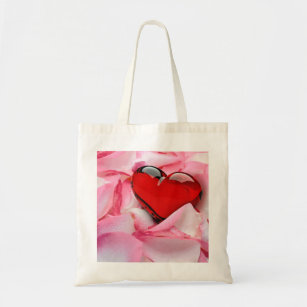 Red Glass Heart Rose Petals Tote Bag