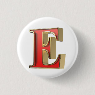 Red glass letter E Button