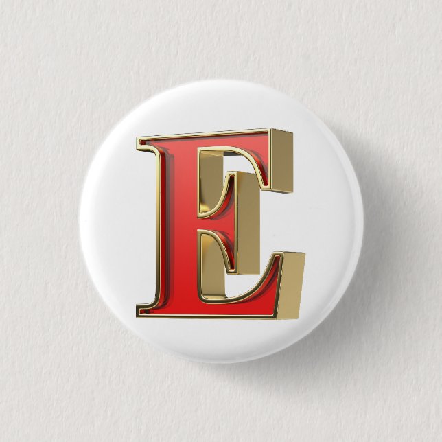 Red glass letter E Button (Front)