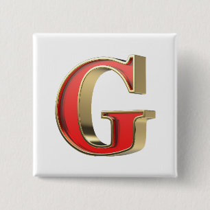 Red glass letter G Button