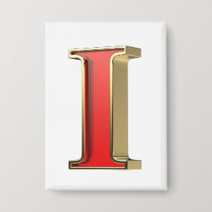 Red glass letter I Button