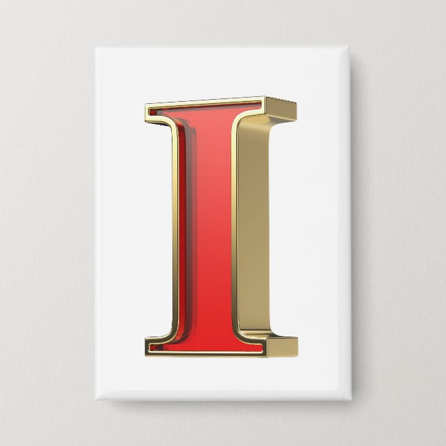 Red glass letter I Button (Front)