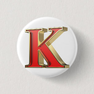 Red glass letter K  Button