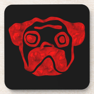 Red Glass Pug Drink Coaster