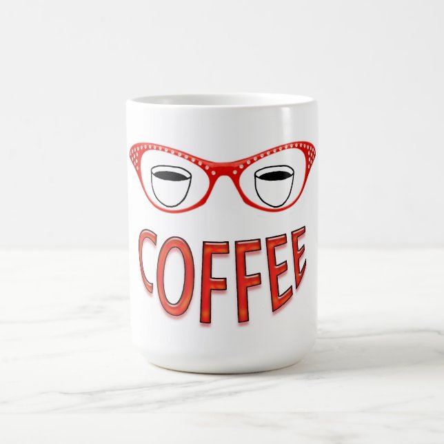 Red Glasses Smiling Coffee Coffee Mug (Center)
