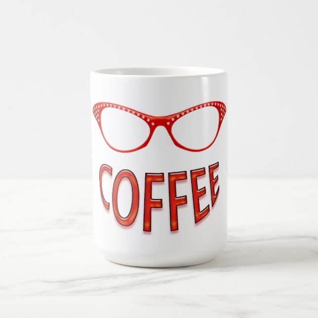 Red Glasses Smiling Coffee Mug (Center)