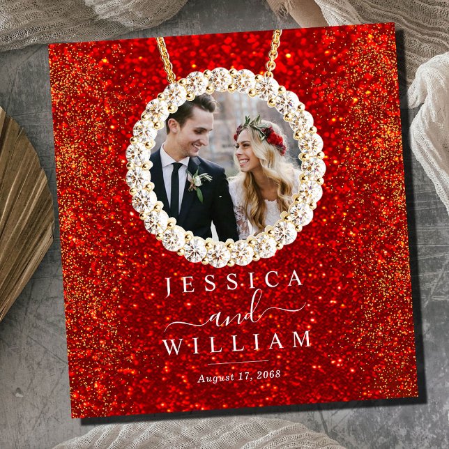 Red Glitte Diamonds Custom Wedding Photo Album 3 Ring Binder (Creator Uploaded)