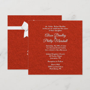 Red Glitter and Bow Wedding Invitation