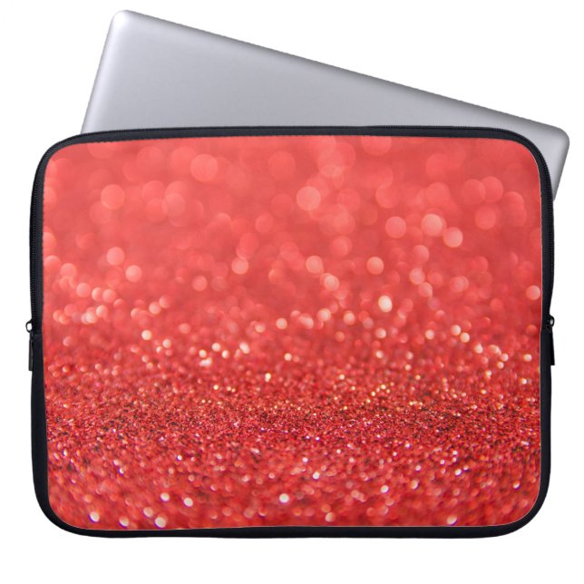Red Glitter And Bubbles Laptop Sleeve (Front)