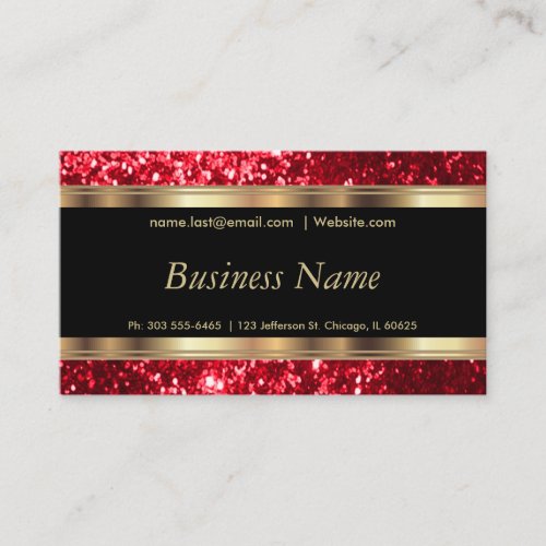 Red Glitter and Elegant Gold Business Card