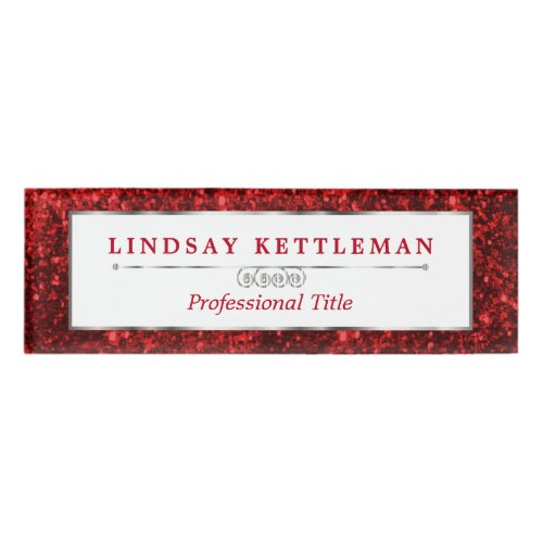 Red Glitter and Silver Design Name Tag