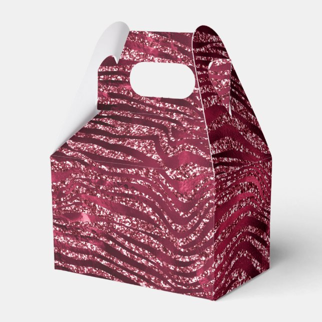 Red Glitter Animal Print Favor Box (Front Side)