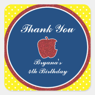 Red Glitter Apple Princess Party Favor Stickers