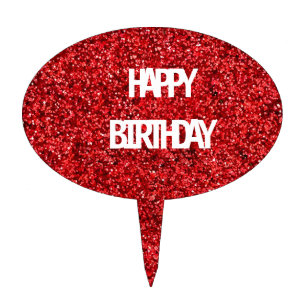Red Glitter Birthday Cake Topper