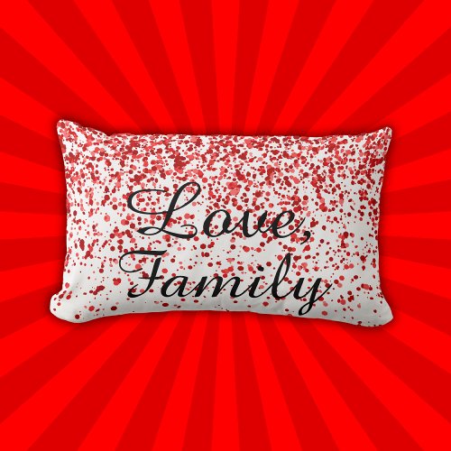 Red Glitter Black Text  Lumbar Pillow