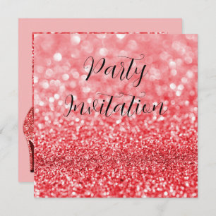 Red Glitter Bokeh & Stilettos Birthday Invitation