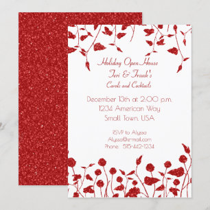 Red Glitter Border Christmas Invitation