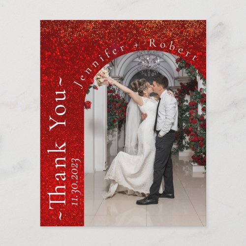 Red Glitter Budget Wedding Thank you cards Flyer