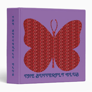 Red Glitter Butterfly 3 Ring Binder