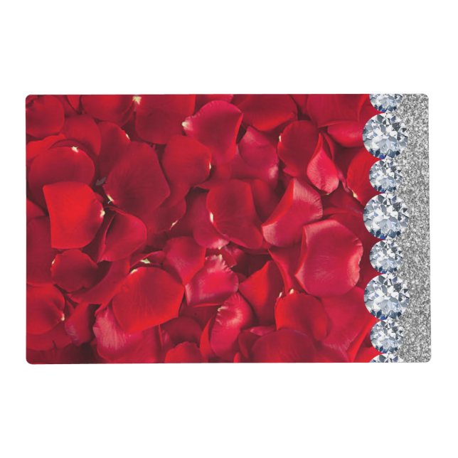 Red Glitter Chic Gold Home Rose Gold Placemat (Front)