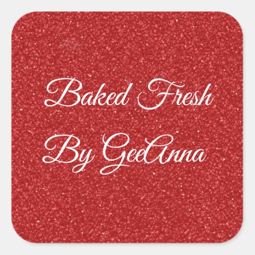 Red Glitter Christmas Bakery Square Sticker