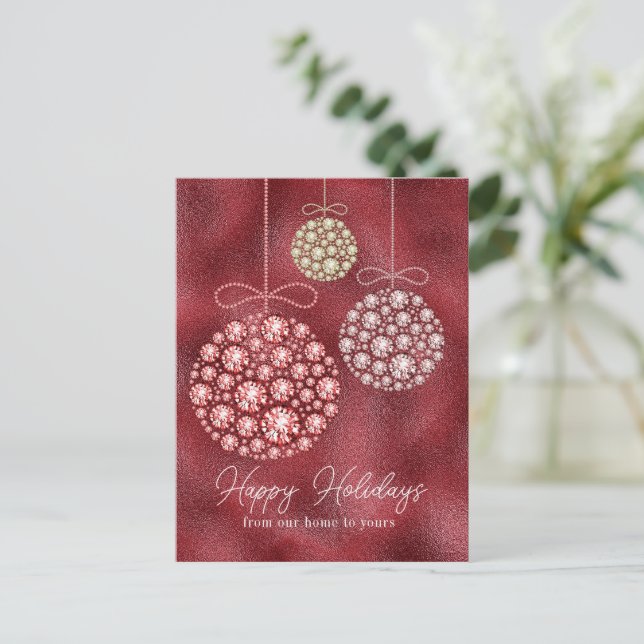 Red Glitter Christmas Elegant Happy Holidays Holiday Postcard (Standing Front)