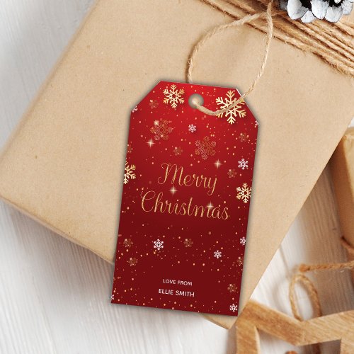 Red Glitter Christmas Gift Tags