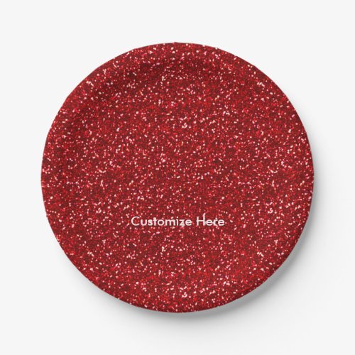 Red Glitter Christmas Holiday Party Plates