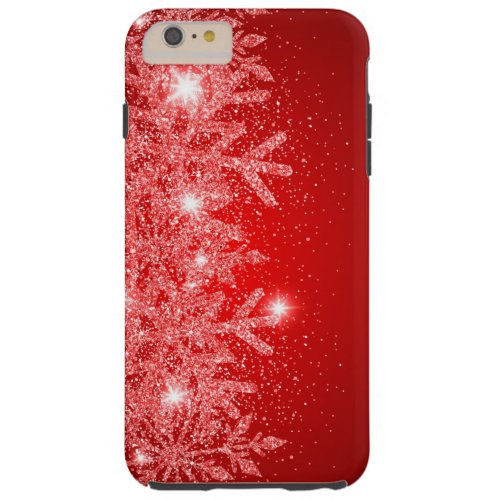 Red Glitter Christmas Sparkles Barely Snowflake Ca Tough iPhone 6 Plus Case