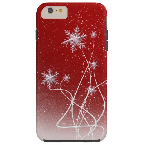 Red Glitter Christmas Sparkles Barely Snowflake Ca Tough iPhone 6 Plus Case