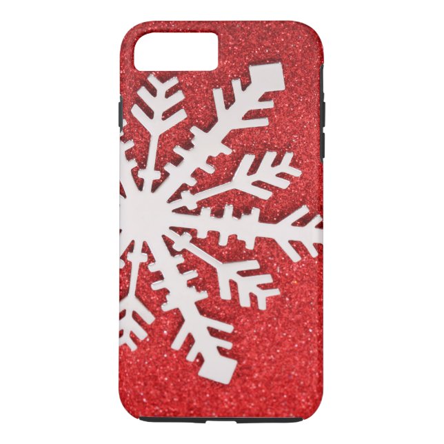 Red Glitter Christmas Sparkles Barely Snowflake Case-Mate iPhone Case (Back)