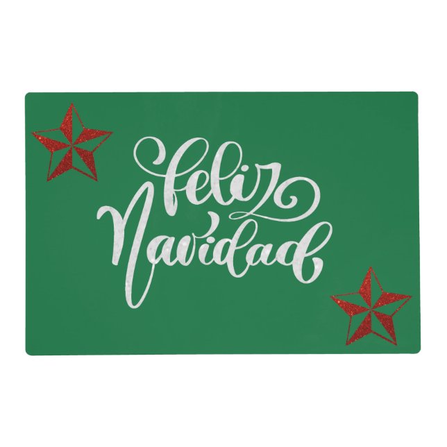 Red Glitter Christmas Star Placemat (Front)