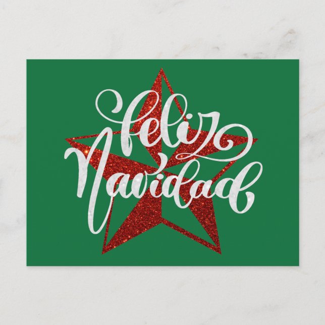 Red Glitter Christmas Star Postcard (Front)
