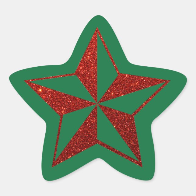 Red Glitter Christmas Star Star Sticker (Front)