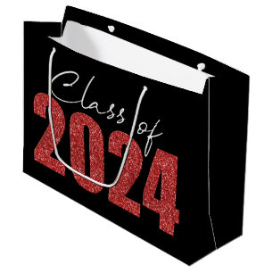 Red Glitter Class of 2024 Large Gift Bag