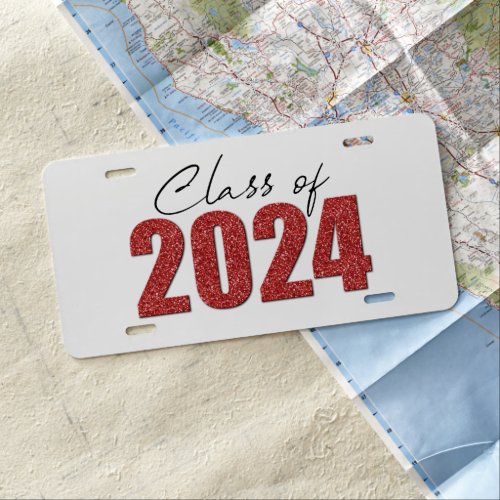Red Glitter Class of 2024 License Plate