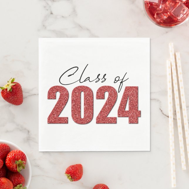Red Glitter Class of 2024 Napkins (Insitu)