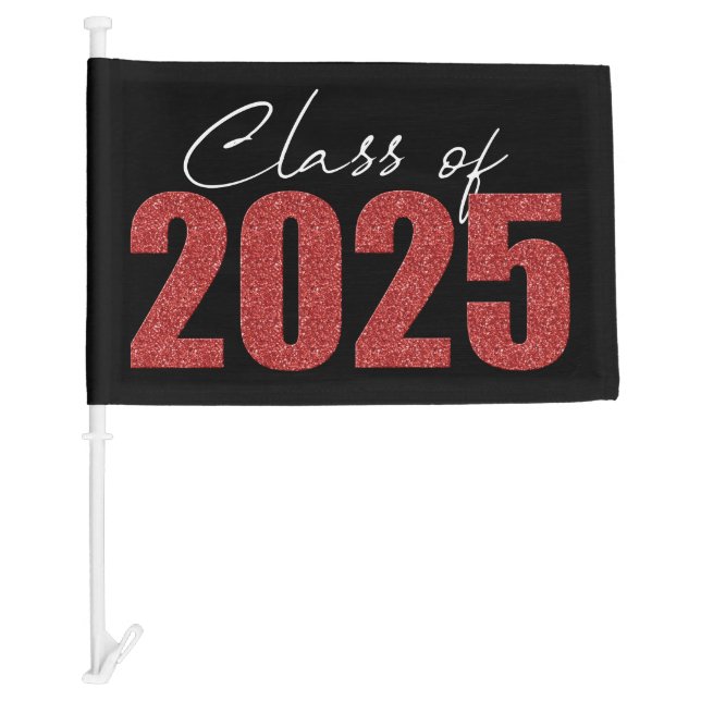 Red Glitter Class of 2025 Car Flag (Front)
