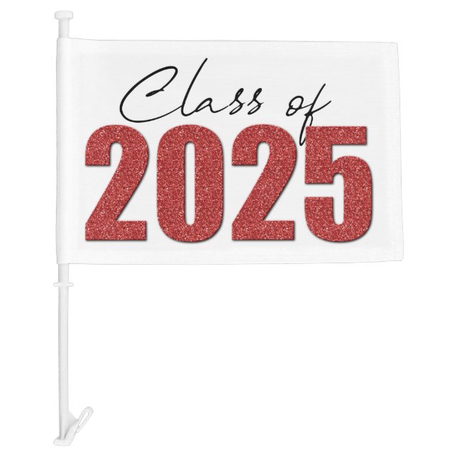 Red Glitter Class of 2025 Car Flag (Front)