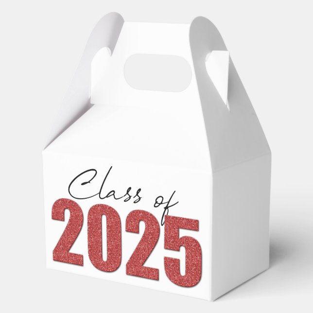 Red Glitter Class of 2025 Favor Boxes (Front)