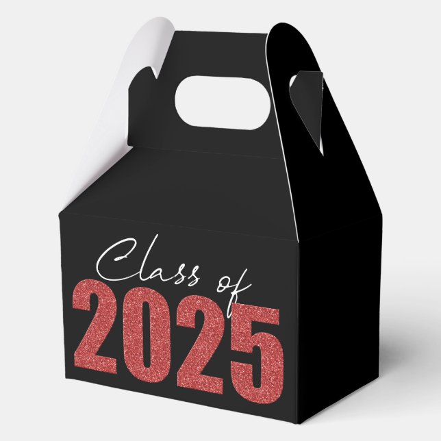 Red Glitter Class of 2025 Favor Boxes (Front)