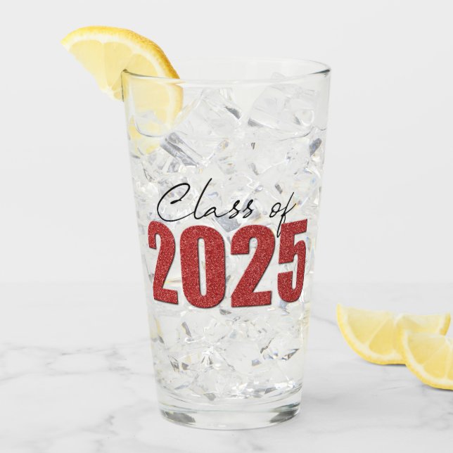Red Glitter Class of 2025 Glass (Front Ice)