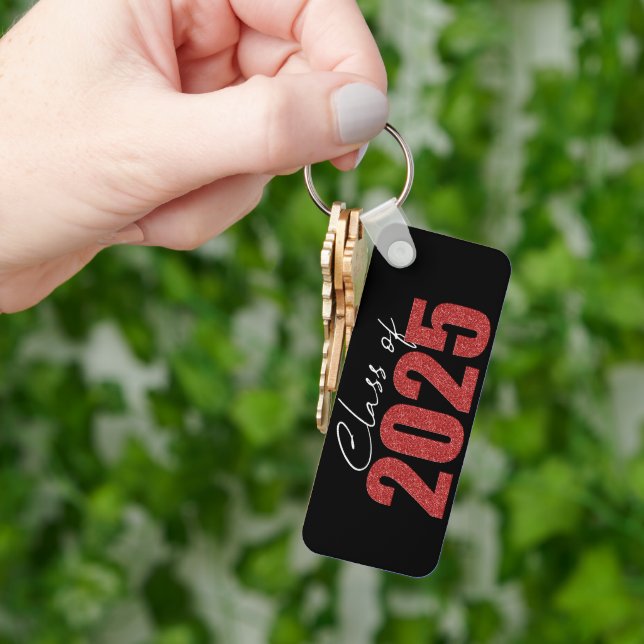 Red Glitter Class of 2025 Keychain (Hand)