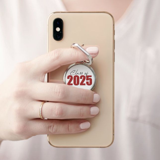Red Glitter Class of 2025 Phone Ring Stand (In Situ)