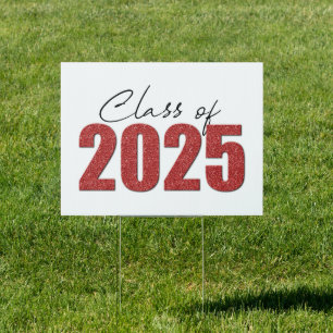 Red Glitter Class of 2025 Sign