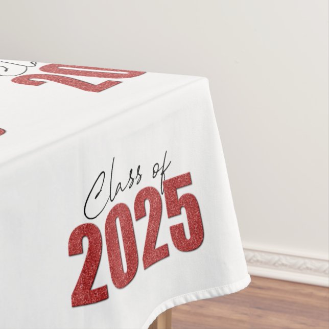 Red Glitter Class of 2025 Tablecloth (In Situ)