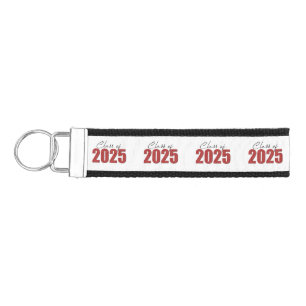 Red Glitter Class of 2025 Wrist Keychain